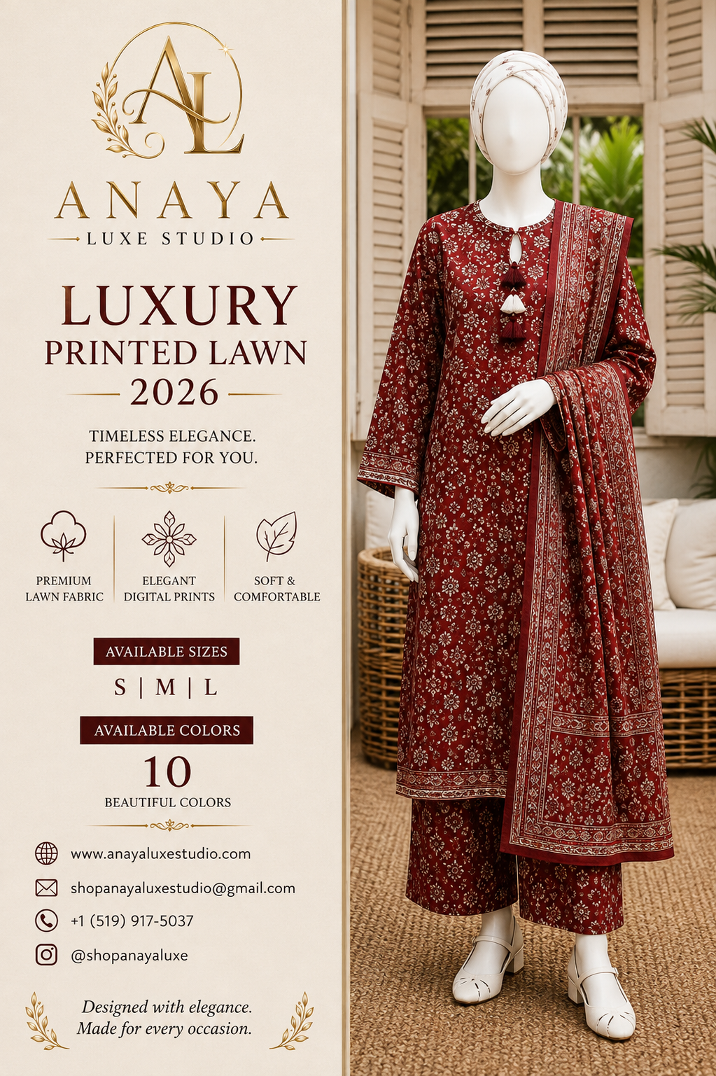ANAYA Luxe Studio  Printed Lawn 2026 | Design 04