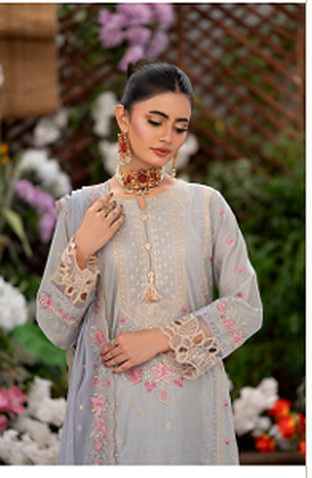 The Festive Bloom Embroidered Suit
