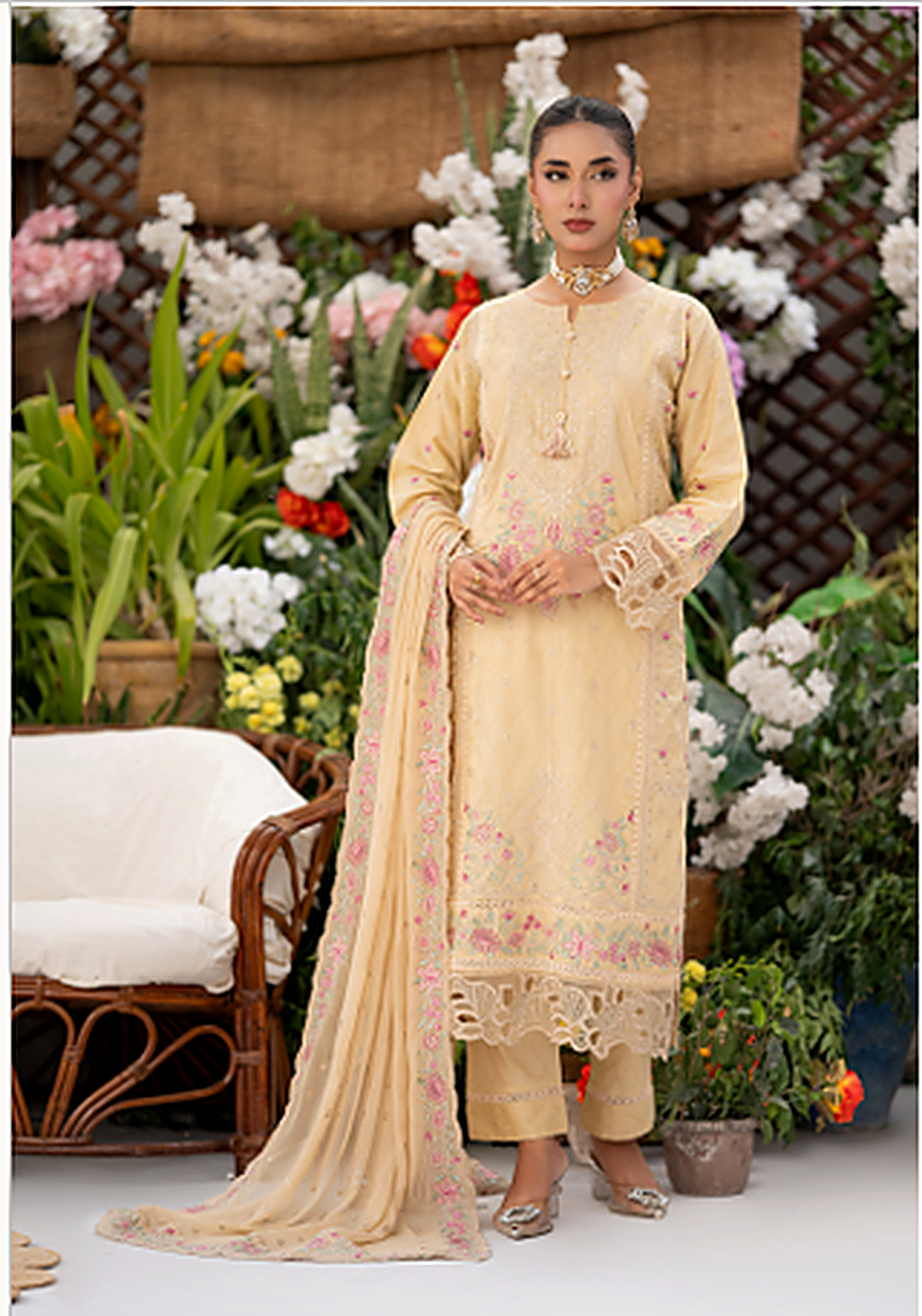 The Festive Bloom Embroidered Suit